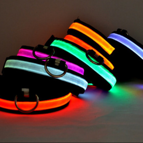 Beautiful Pet Dog Collars and Leads LED Light Pet Mascotas Cachorro Collars Large Dogs Luminous Fluorescent Collars Harness