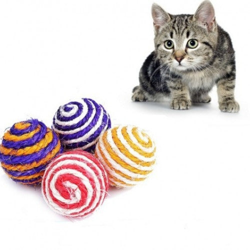 Sound Toys Rope Weave Ball - Naughty Pet Dog Cat Kitten Teaser Playing Play Chew Rattling Scratch Catch