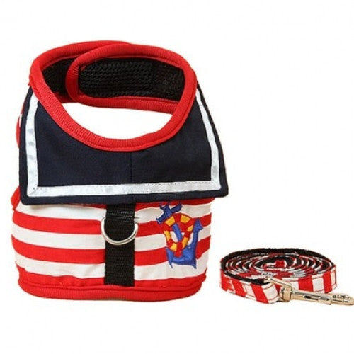 Outdoor Walking Pet Chest Clothes Navy Vests Leash Pothook Button Harness